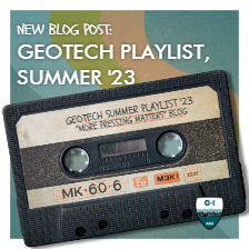 Retro-styled image of cassette tape labeled "Geotech Summer Soundtrack"