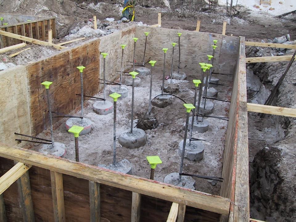 Group of CFA piles with form for pile cap. From Brown et al. (2007).