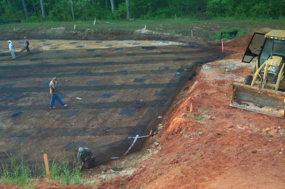Base layer of geosynthetic reinforcement for a CSE. (Courtesy of Jim Collin).