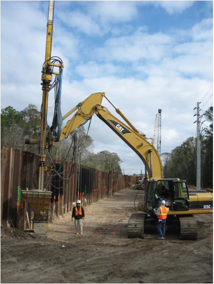 CSV installation adjacent to sheet pile wall. (Courtesy of Jim Collin).