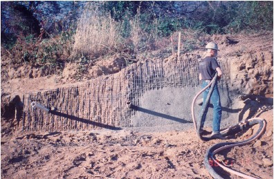 Shotcreting the face. Courtesy FHWA.