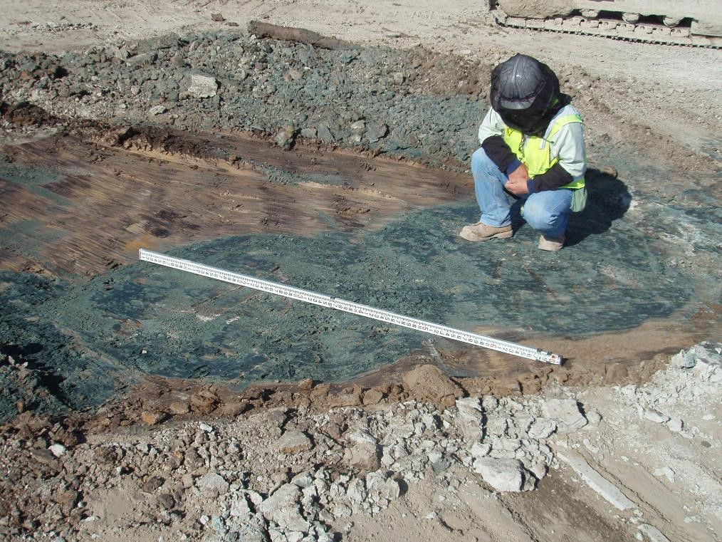 Exposed top of deep mixing columns. (Courtesy of Fudo Construction). Exposed top of deep mixing columns. (Courtesy of Fudo Construction).