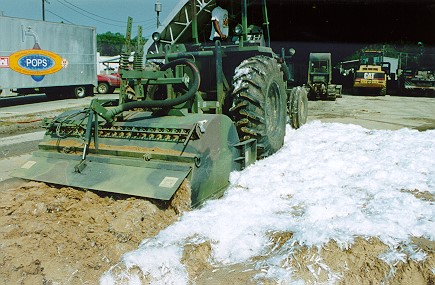 Fiber-soil field mixing. Courtesy the U.S. Army Corps of Engineers.