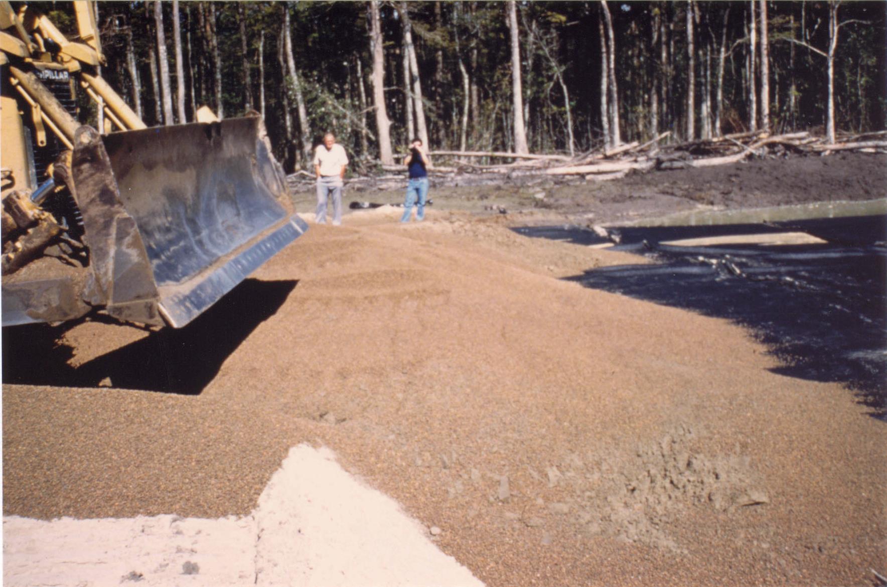 Placement of ESCS lightweight fill. Courtesy of FHWA.