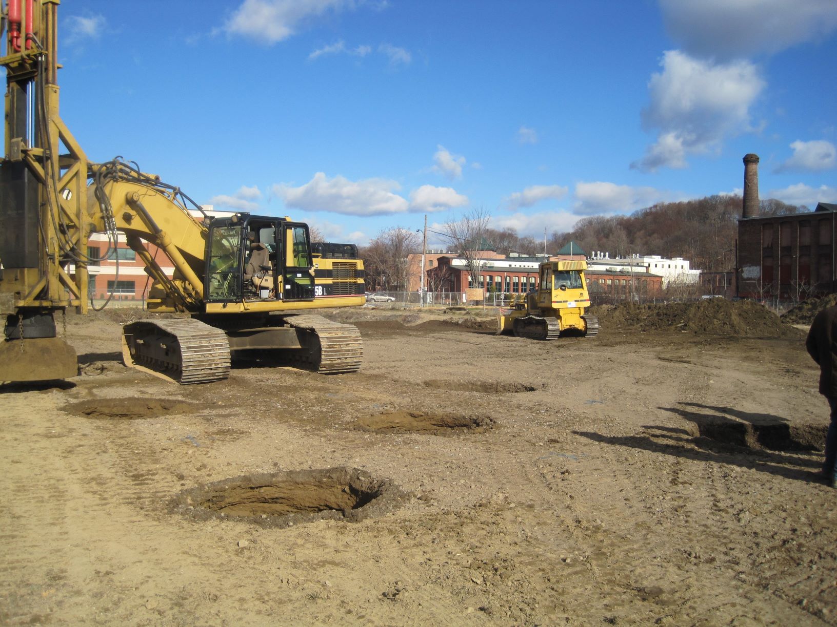 Rapid impact compactor following first pass of compaction points. Courtesy of Peter Becker, Iowa State University.