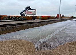 Expansion of Rail Intermodal Facility Pavement Storage Pad with Geogrid.
