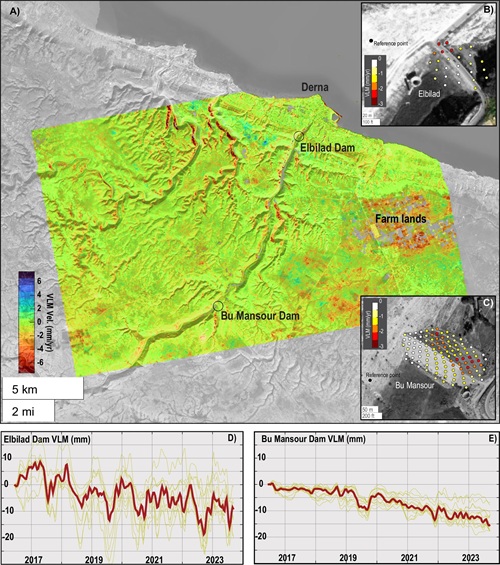 Map of land subsidence