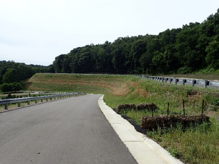 Photograph of finished view of Reinforced Soil Slope in Blue Earth County, Minnesota
