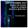Image of an empty podium and microphone at Geo-Congress 2023